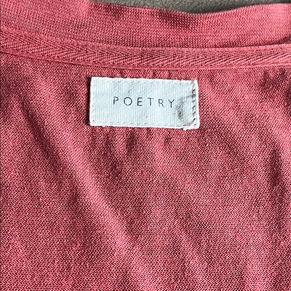 POETRY V-NECK T-SHIRT Hemp & organic cotton- Coral- Size 8 - Picture 10 of 13